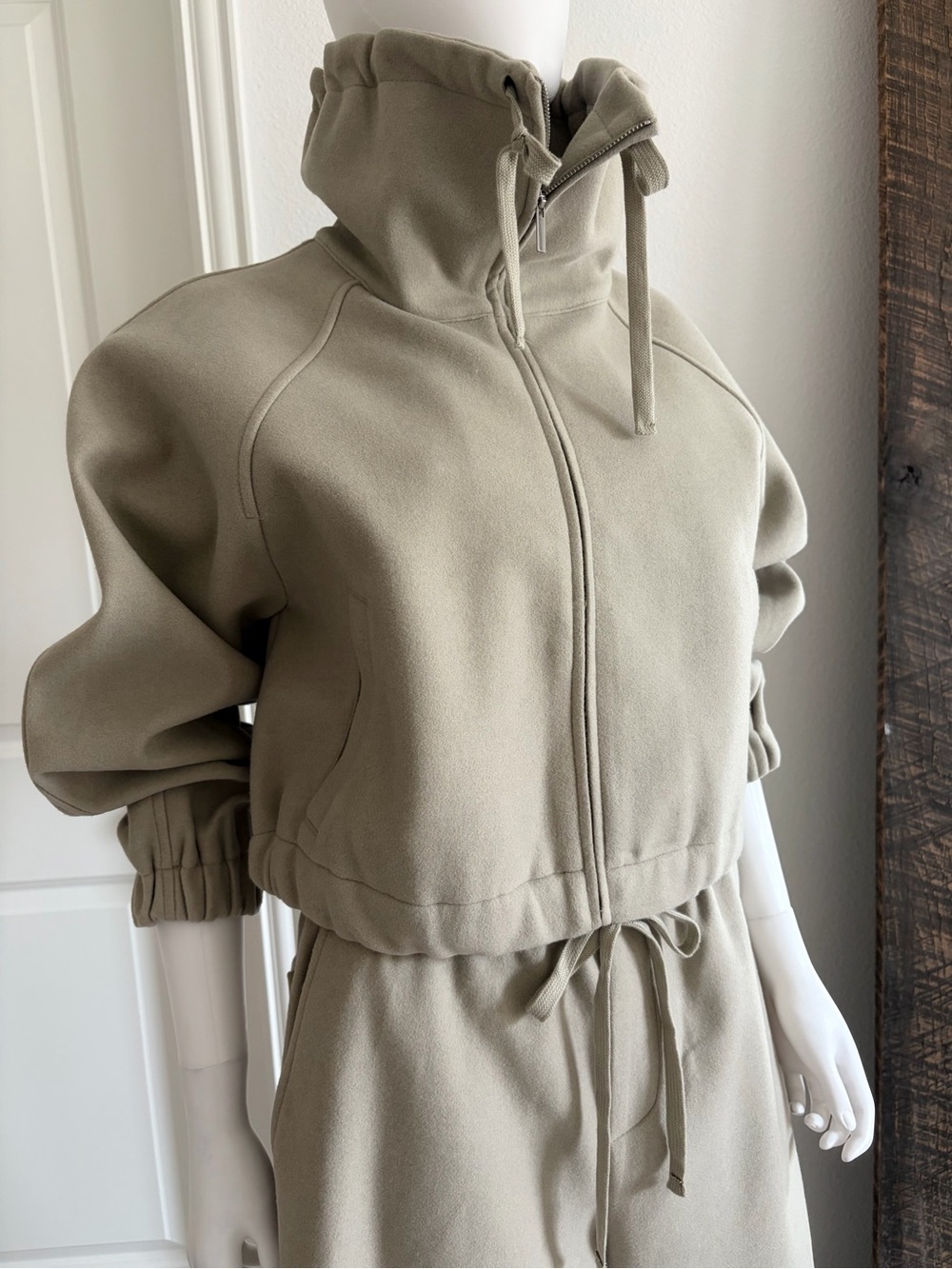 Zara Matching Set Oversized 2-Piece Bomber Jacket and Barrel Pants Gray Green - Picture 5 of 16